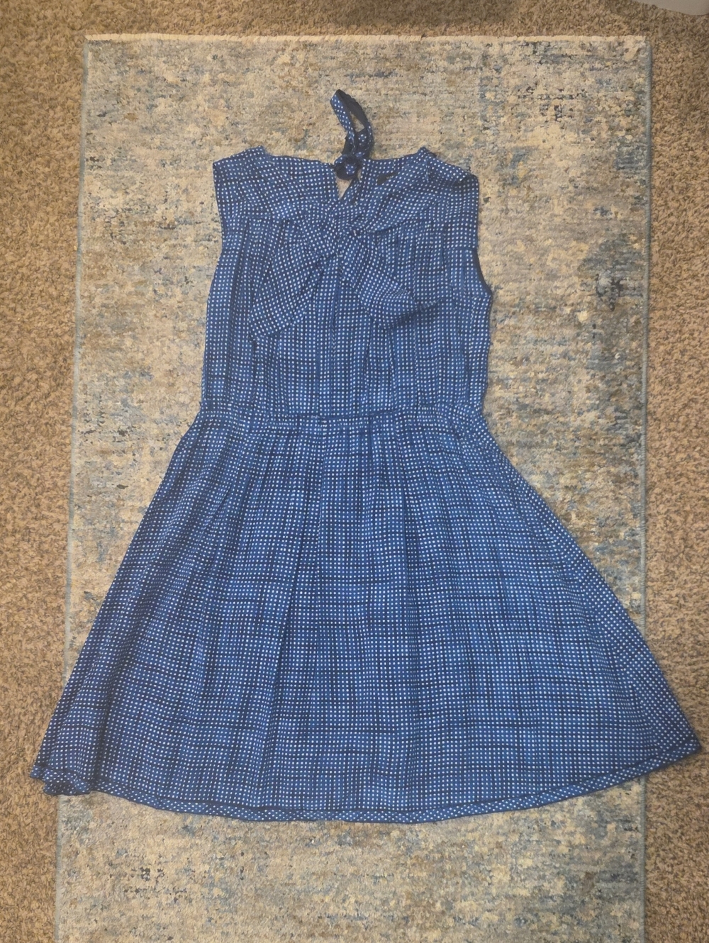 Women's Marc Jacob's Navy Blue Polka Dot Tie-Neck Silk Dress